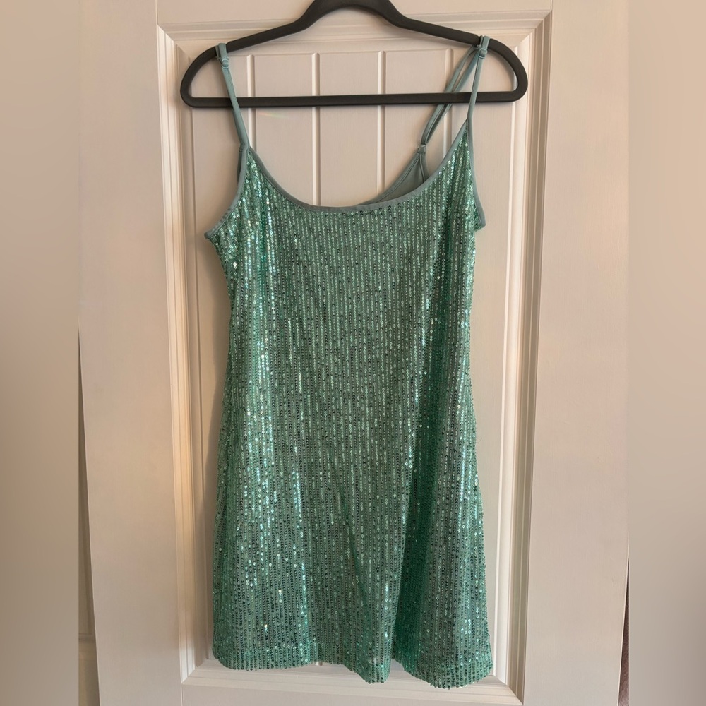 Nasty Gal Teal Sequin Mini Dress